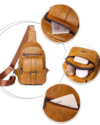 Sac banane bandoulière cuir marron clair