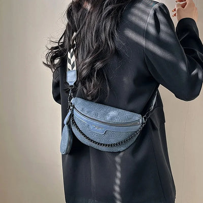 Sacoche bandoulière reliefs blancs