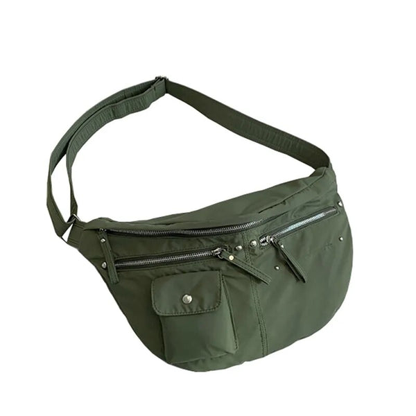 Sac banane bandoulière vert oversize