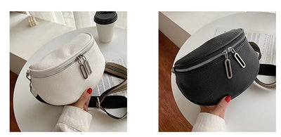 Sac banane bandoulière cuir noir