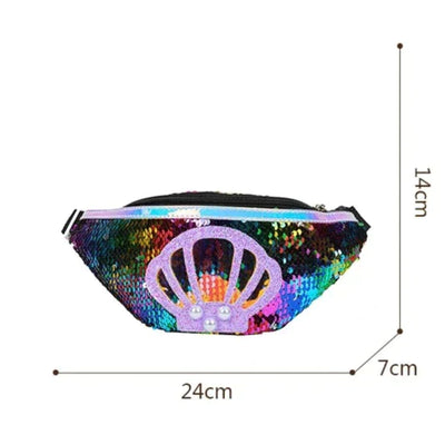 Sac banane paillette coquillage rose