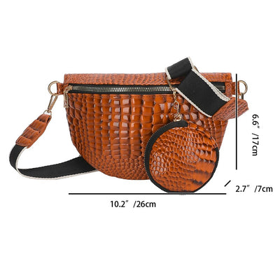 Sac banane bandoulière vintage crocodile