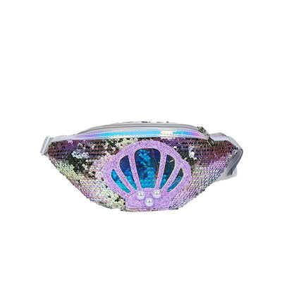 Sac banane paillette coquillage argent