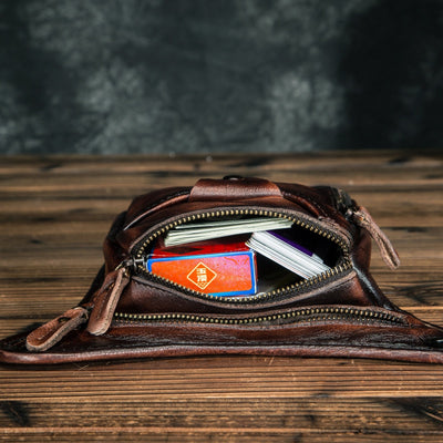 Sac banane sport cuir moto velo orange