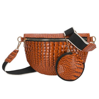 Sac banane bandoulière vintage crocodile