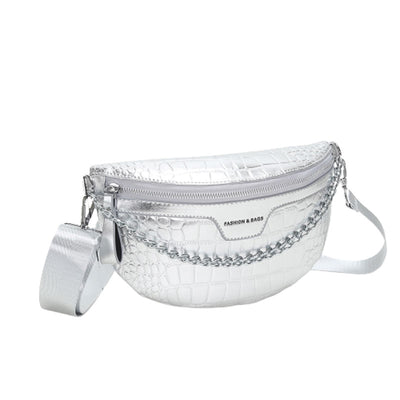 Sac banane vert brillant chic