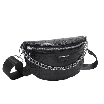 Sac banane vert brillant chic