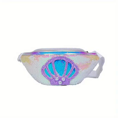 Sac banane paillette coquillage argent