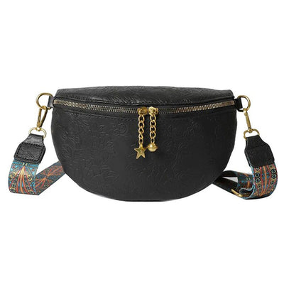 Sac banane bandoulière reliefs cuir femme