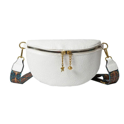 Sac banane bandoulière reliefs cuir femme