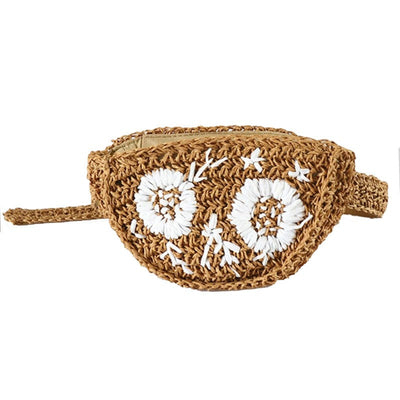 Sac banane tressé paille femme