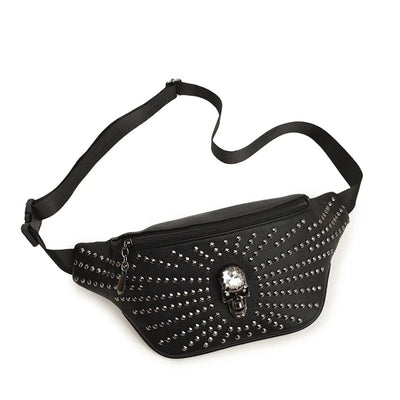 Sac banane cuir noir femme rock'n'roll