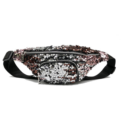 Sac banane noir femme à paillettes