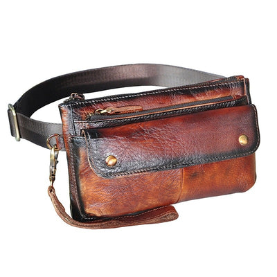 Sacoche banane cuir vintage homme