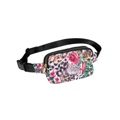 Sac banane fleurs roses