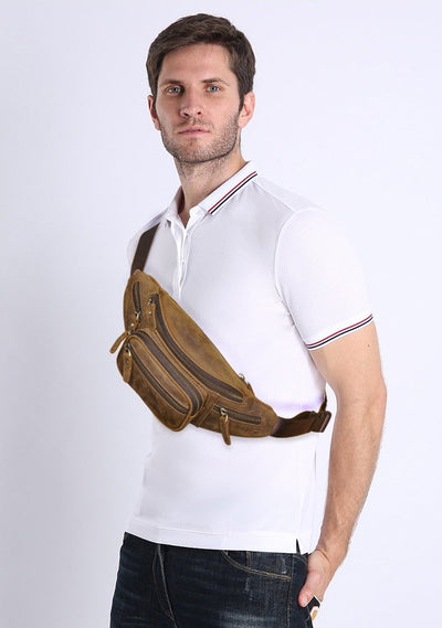 sac banane lisse marron