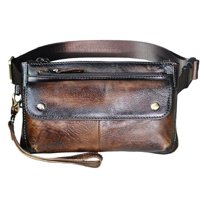 Sacoche banane cuir vintage homme