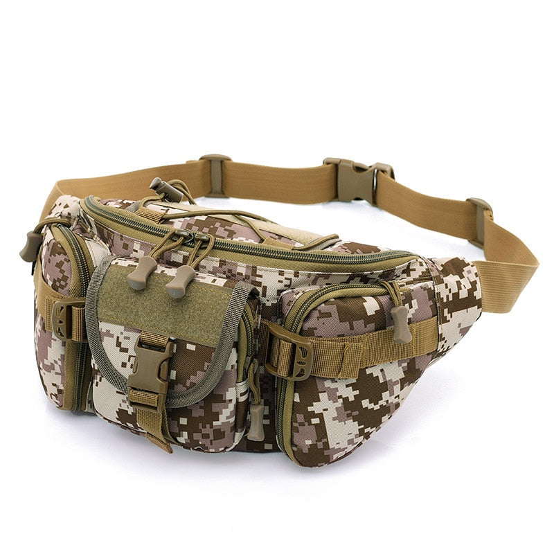 Sac Banane Tactique Militaire – Avec Écusson Américain – Plusieurs Poches, Sangle Réglable – Taille S