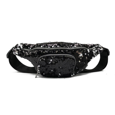 Sac banane noir femme à paillettes