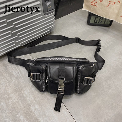 Sac banane noir multipoche similicuir unisex