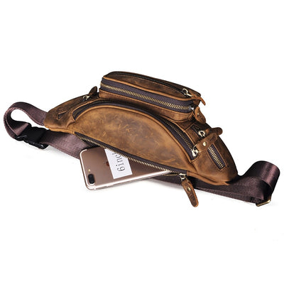 sac banane lisse marron