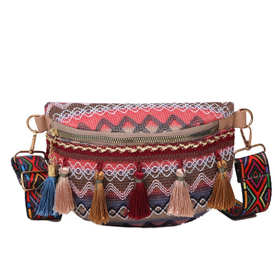Sac banane femme patchwork à franges