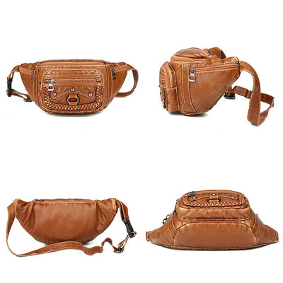 Sac banane femme cuir marron vintage