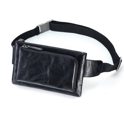 Sac banane discret en cuir noir pour homme