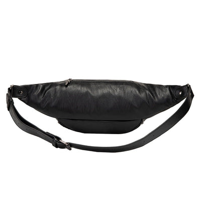 Sac banane biker tête de mort cuir noir femme
