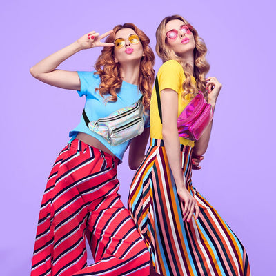 Sac banane holographique néon arc-en-ciel