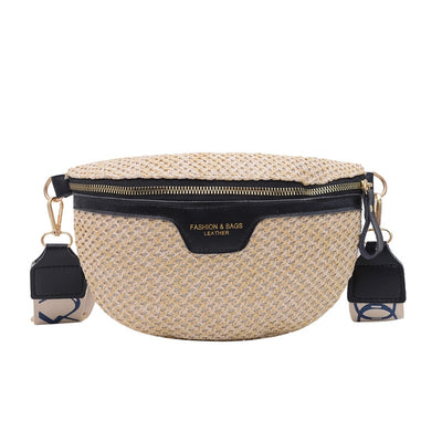 Sac banane blanc femme texture tricot mode