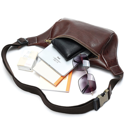 Sacoche banane en cuir verni pour homme