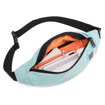 Sac banane bleu en toile sportswear