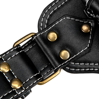 Sac banane cuir noir femme à rivets