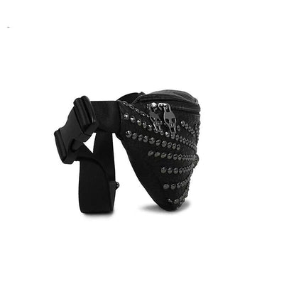 Sac banane cuir noir femme rock'n'roll