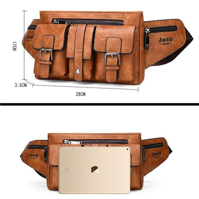 Sac banane cuir homme multi-compartiments