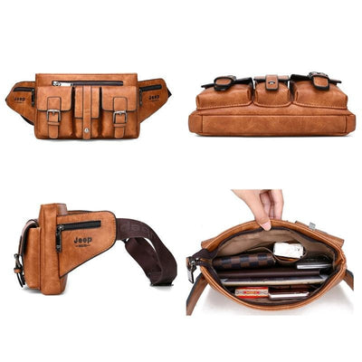 Sac banane cuir homme multi-compartiments