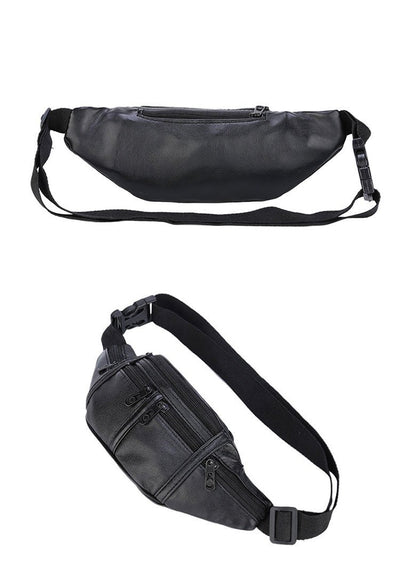 Sac banane cuir noir