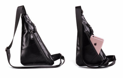 Sac banane cuir noir homme