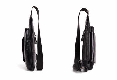 Sac banane cuir noir homme