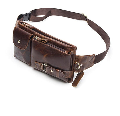 Sac banane compartimenté en cuir homme