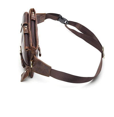 Sac banane compartimenté en cuir homme