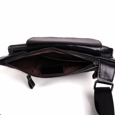 Sac banane cuir noir homme