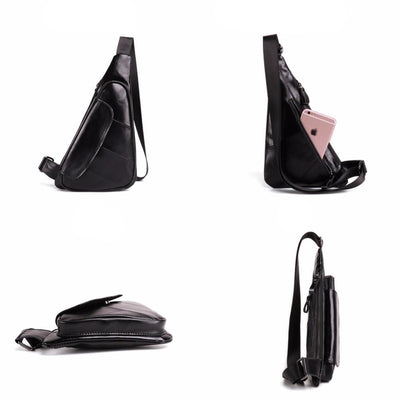 Sac banane cuir noir homme